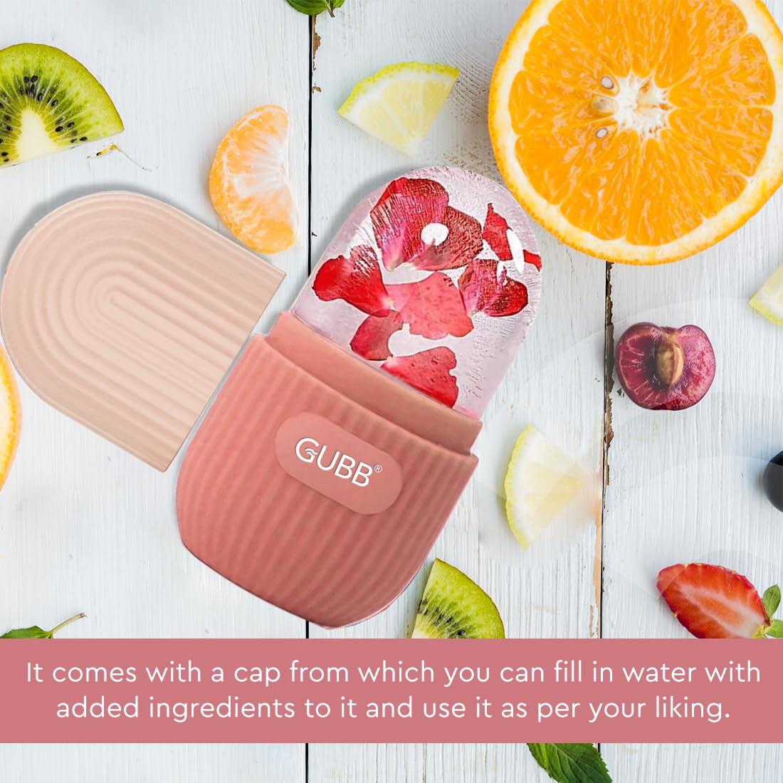 GUBB Ice Roller for Face, Eyes & Neck - Reusable Silicone Facial Massager for Skin Tightening & Glow | Reduce Puffiness & Dark Circles | Perfect for Morning Routine & Post-Workout Recovery (Pink)