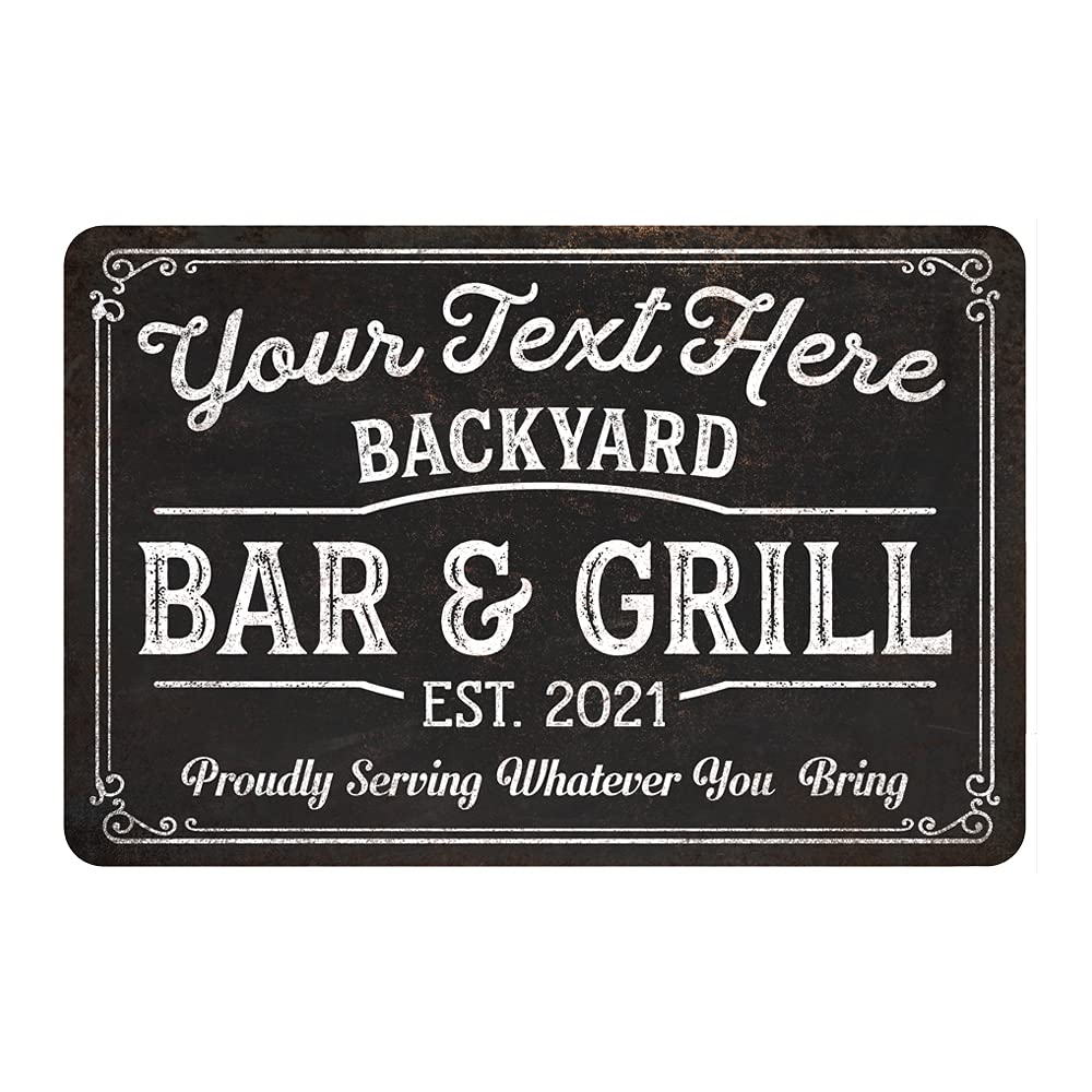 Custom Backyard Bar & Grill Sign - Personalized Patio Decor for Pub, Tavern & BBQ - 16x24 Inch Rustic Beer Bar Wall Art - Perfect for Outdoor Entertaining & Man Cave Gifts