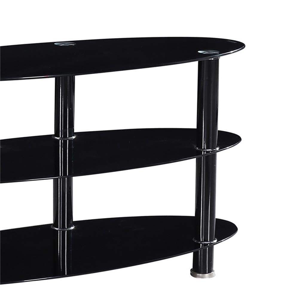 Better Home Products Neo Oval Tempered Glass TV Stand for 40-inch TVs - Black Modern TV Console for Living Room, Bedroom & Home Theater