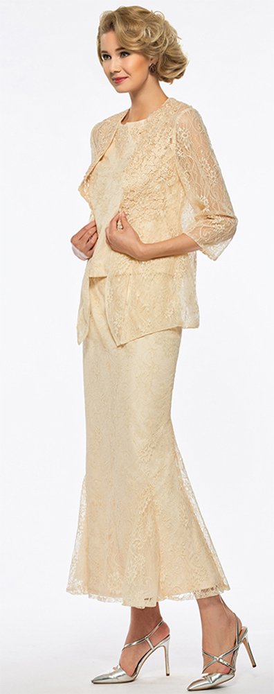 Honeydress Women's Mermaid Lace Two Piece Mother of The Bride Dress with Jacket - Elegant Formal Gown for Weddings, Parties & Special Occasions