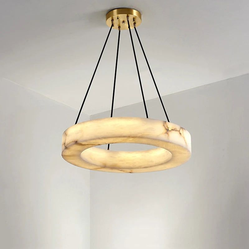 Spanish Natural Marble Chandelier - Elegant Ceiling Light Fixture for Dining Room, Living Room & Bedroom | Modern Luxury Home Decor Lighting