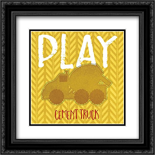 15x15 Black Ornate Framed Double Matted Museum Art Print - Cement Truck Painting by Jennifer Pugh | Wall Decor for Living Room, Office & Gallery