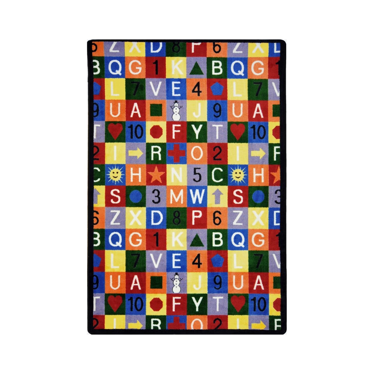Joy Carpets Playful Patterns Edu-Squares Kids Educational Area Rug - Multicolor Non-Slip Classroom & Playroom Rug for Learning & Fun
