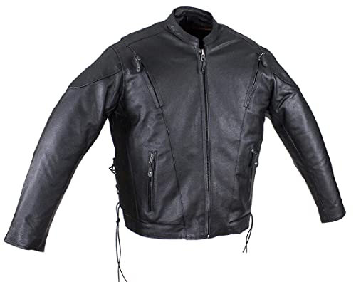 Men's Vented Racer Jacket with Side Laces & Concealed Gun Pockets - Lightweight Motorcycle Riding Jacket for Outdoor Sports & Tactical Activities