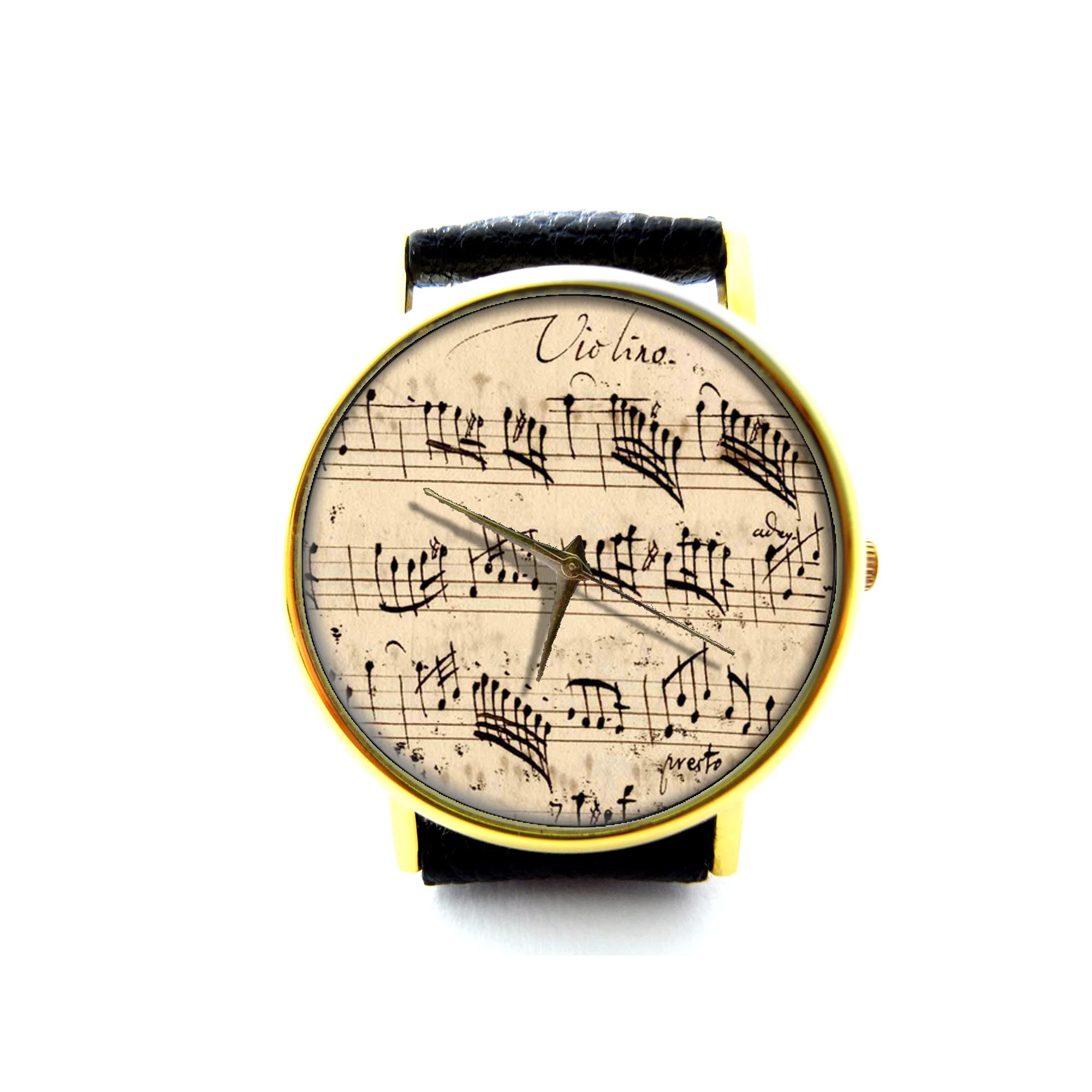 Stylish Music Note Leather Watch - Handmade Genuine Leather Bracelet Watch for Men & Women - Perfect for Musicians, Music Lovers & Fashion Accessories (Model P227)