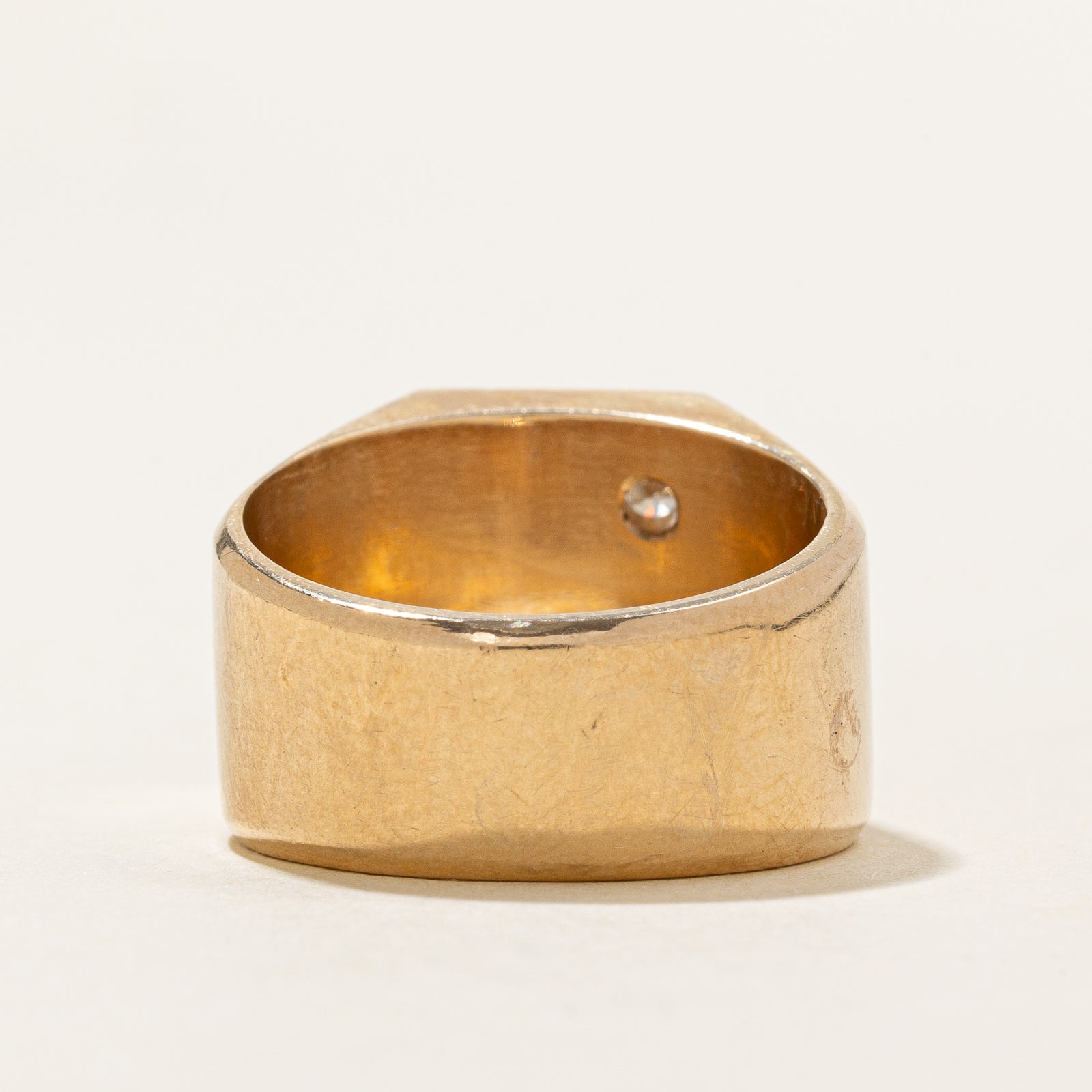 0.08ct Flush Diamond Signet Ring for Women - Size 9 | Minimalist Stackable Band for Everyday Wear & Special Occasions
