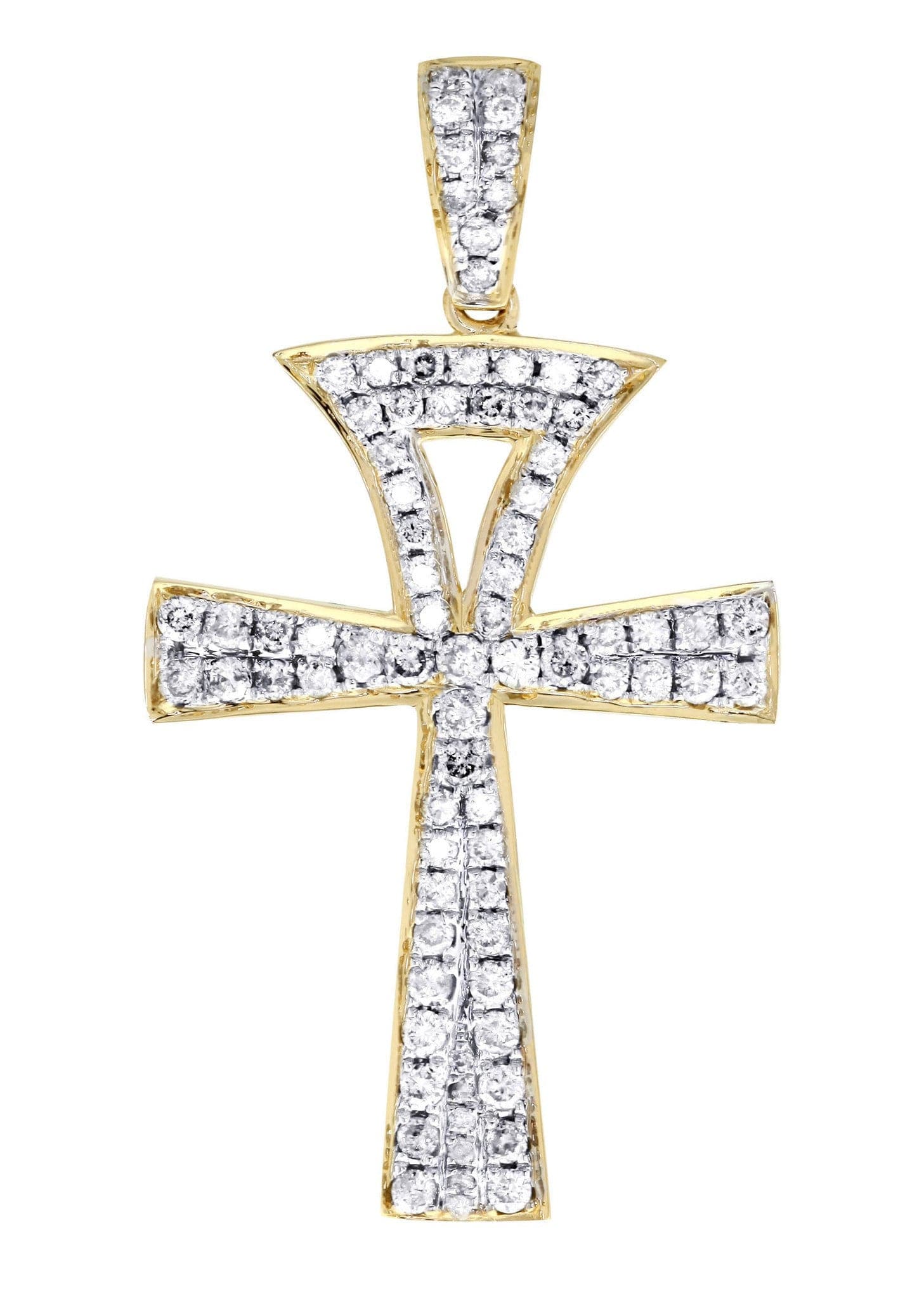 1.07 Carat Diamond Ankh Pendant Necklace - 2.36 Grams 14K Gold Egyptian Cross Jewelry for Women - Perfect for Spiritual Gifts, Everyday Wear & Special Occasions