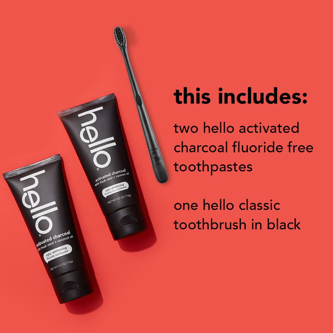 Activated Charcoal Teeth Whitening Toothpaste & Mouthwash Set - Fluoride Free, Natural Mint & Coconut Oil Formula for Fresh Breath - Perfect for Home Oral Care and Travel Dental Hygiene