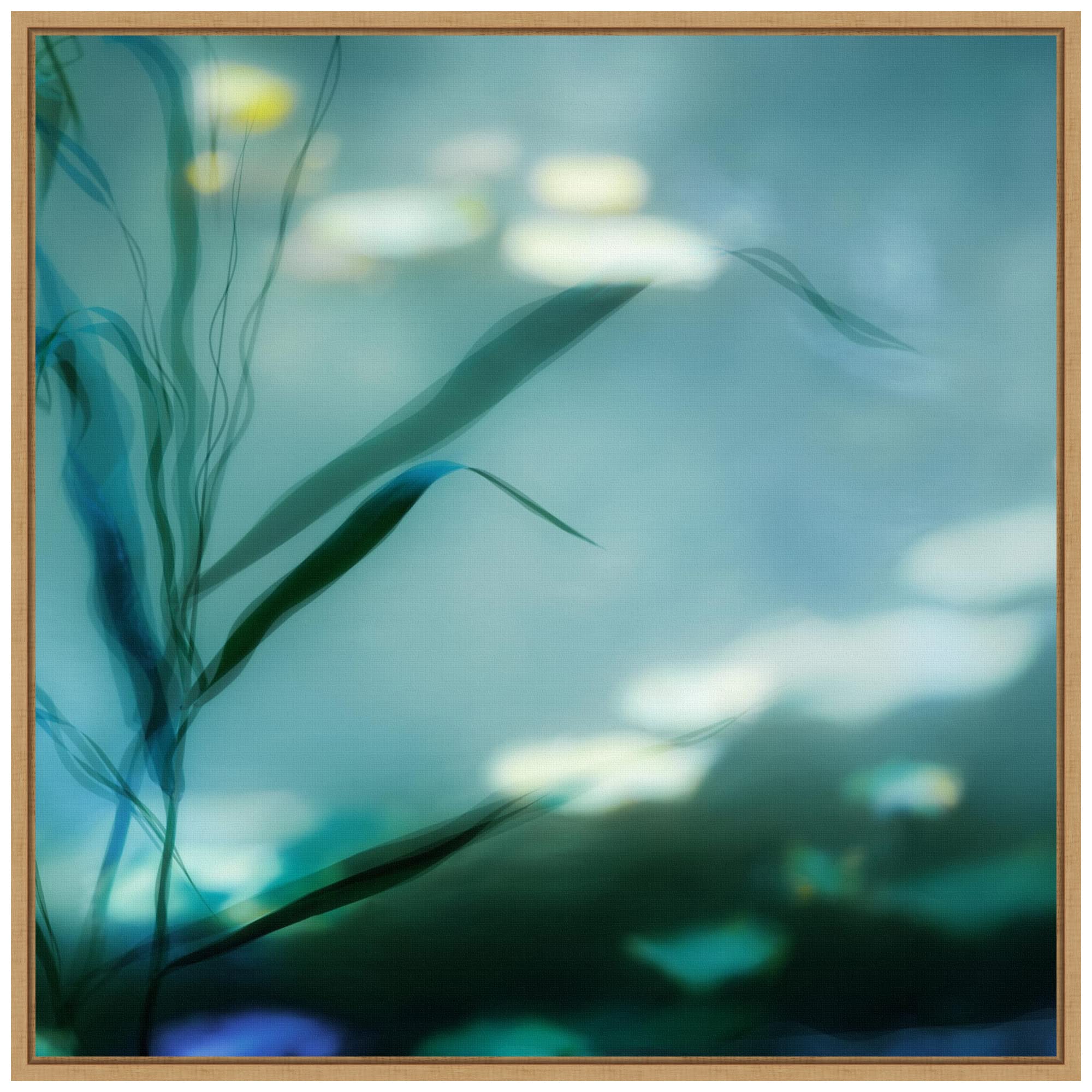 Amanti Art Framed Canvas Wall Art Print - 'Ripples in Suzhou' by Piet Flour, 22x22 Inches, Sylvie Maple Frame - Modern Home & Office Decor for Living Room, Bedroom, or Office