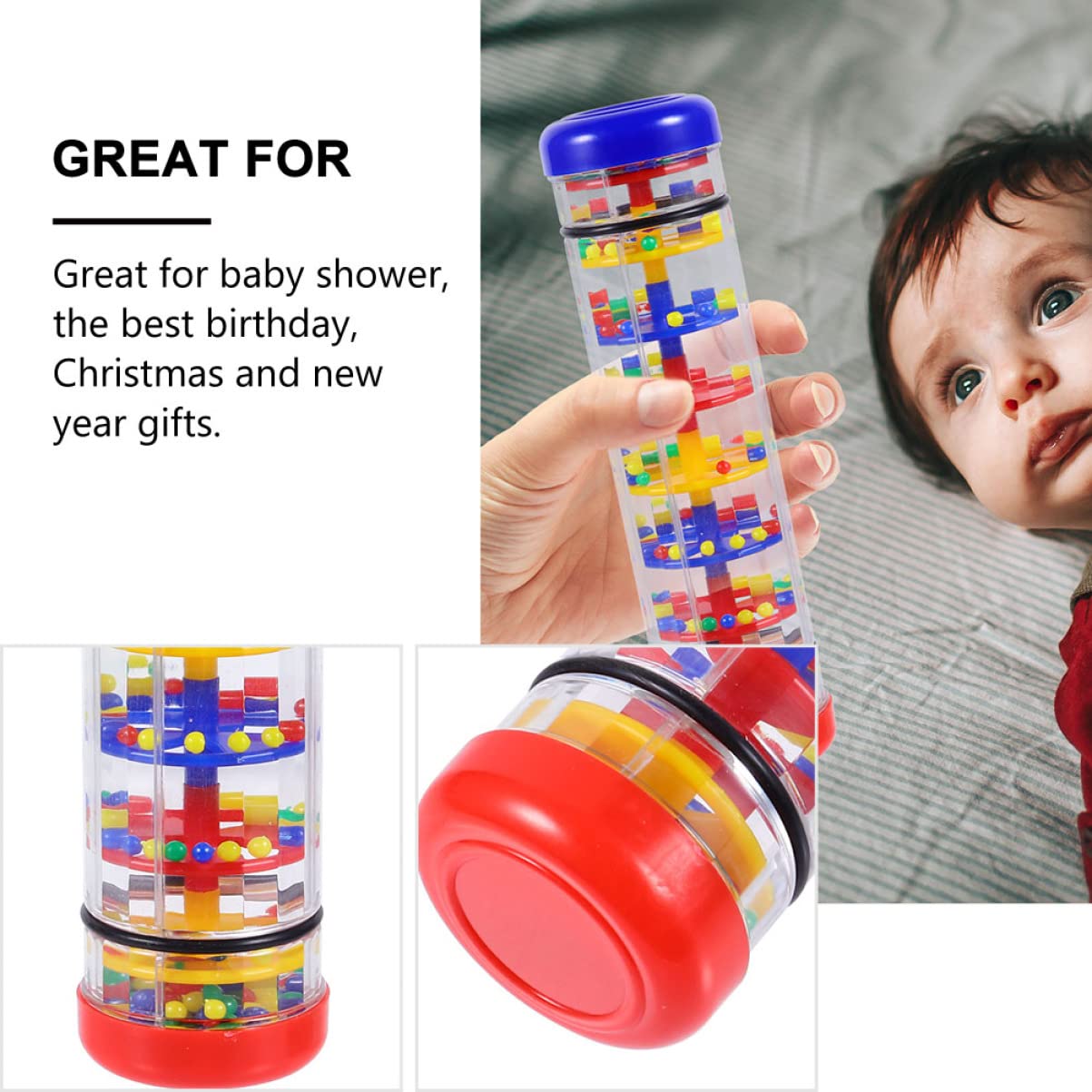 Toyvian 2-Piece Rainmaker Rattle Set - Musical Baby Toys for Early Education & Sensory Development | Perfect for Preschool Learning, Toddler Playtime & Montessori Activities