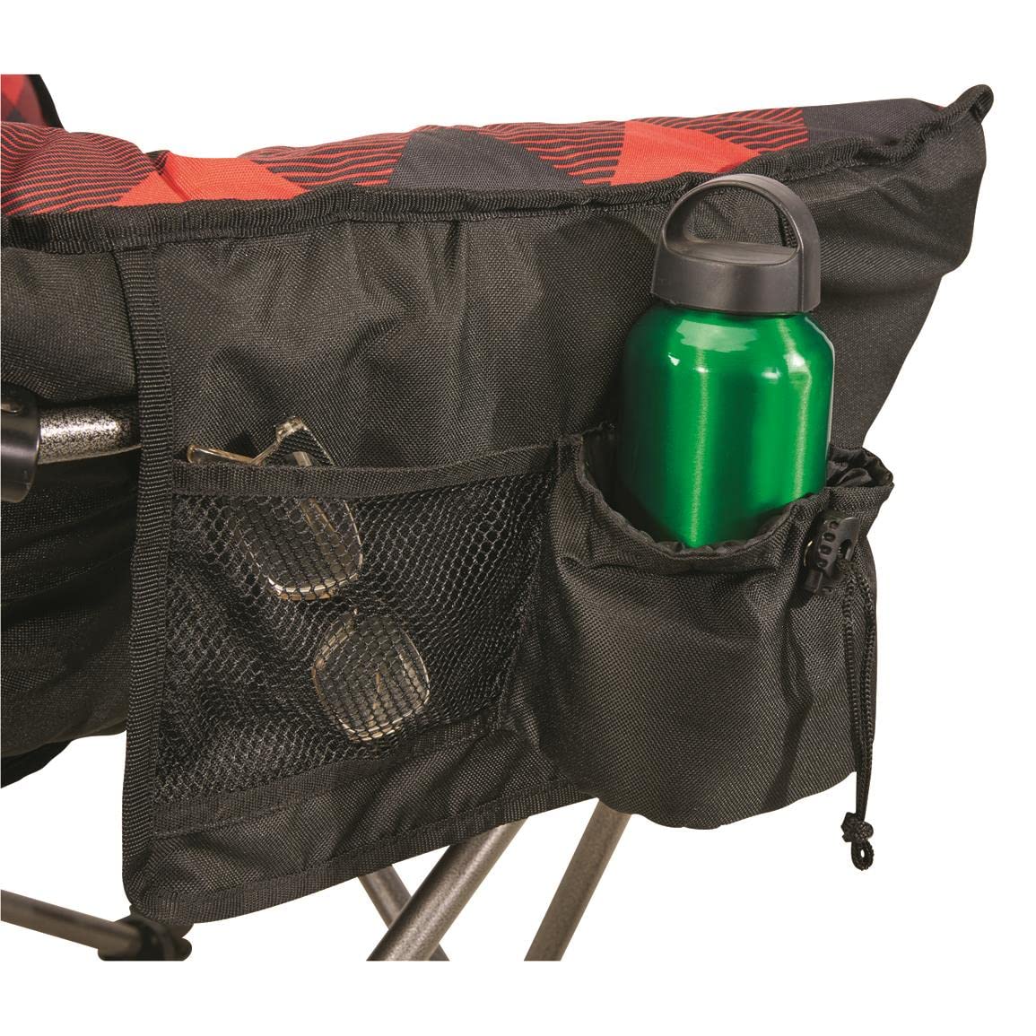Guide Gear Oversized Camping Chair - Portable Folding Chair with Padded Seat, 500 lb Weight Capacity, Red Plaid - Perfect for Outdoor Camping, Picnics, Beach & Backyard Relaxation
