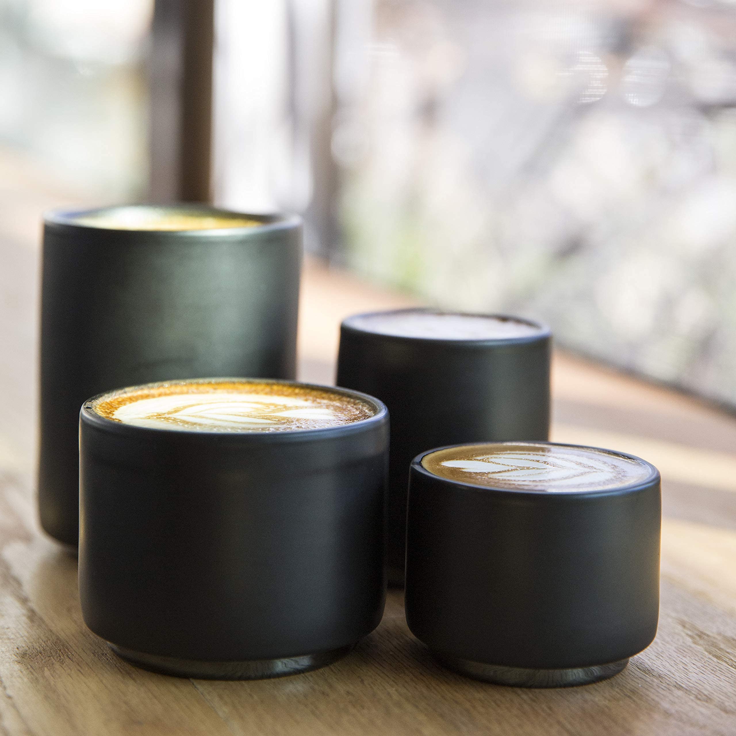 Fellow Monty Milk Art Double Wall Ceramic Cortado Mug - 4.5oz Matte Black Coffee Cup with Graphite Base | Perfect for Latte Art, Espresso & Cortado Drinks at Home or Cafe