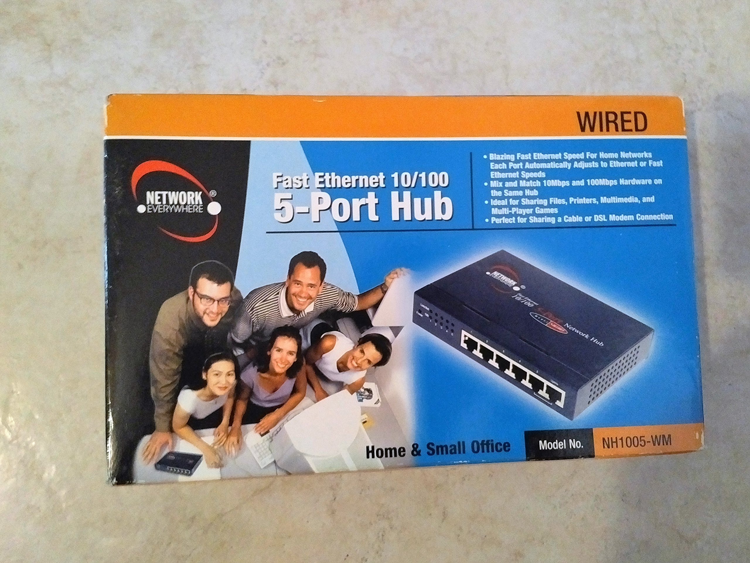 5-Port Fast Ethernet Hub 10/100 Mbps - Reliable Wired Network Switch for Home Office, Gaming & Small Business Networking