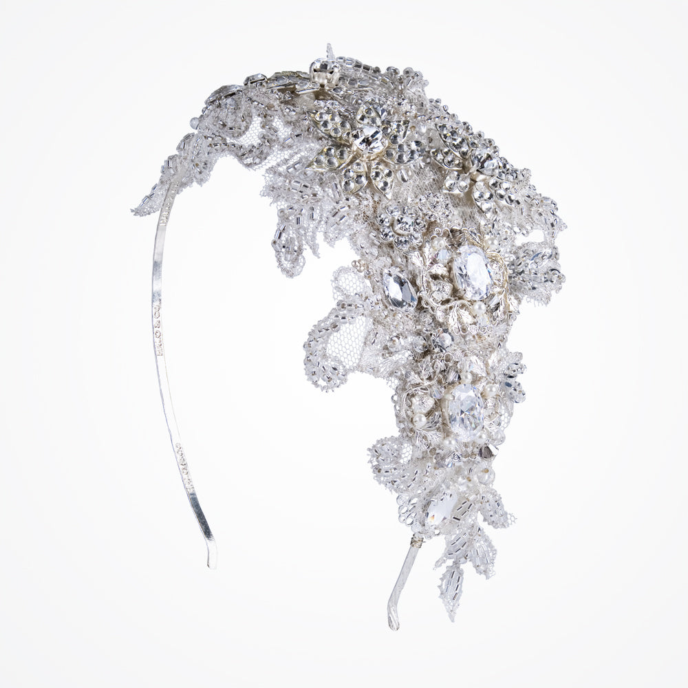 Gianna Beaded Lace Bridal Headdress - Elegant Wedding Hair Accessory for Bride, Bridesmaids & Flower Girls | Perfect for Boho, Vintage & Beach Weddings
