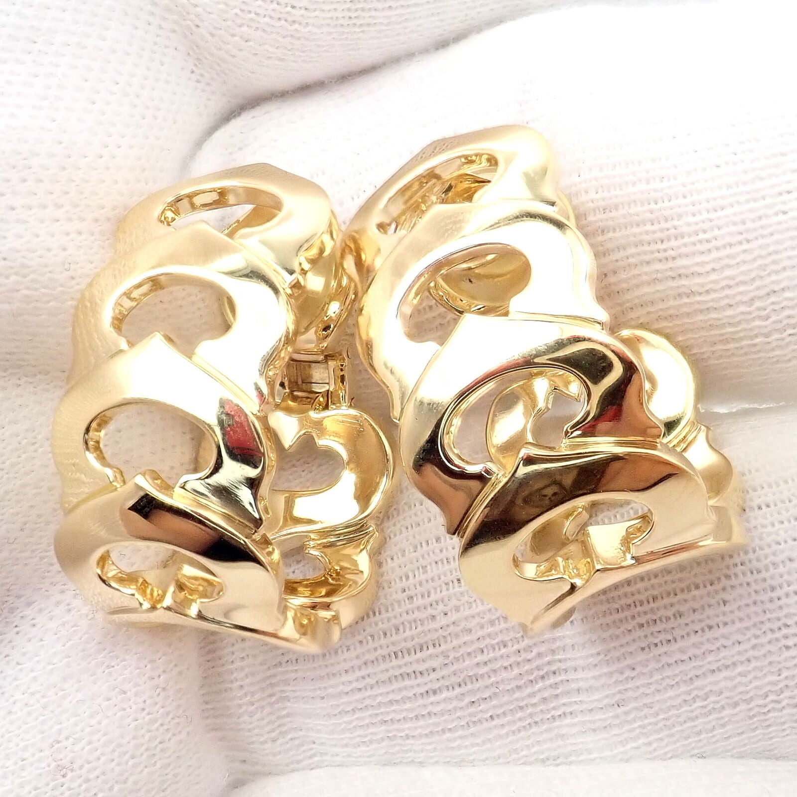 Authentic Cartier 18k Yellow Gold Signature C De Cartier Large Hoop Earrings - Luxury Jewelry for Women, Perfect for Weddings, Parties & Special Occasions