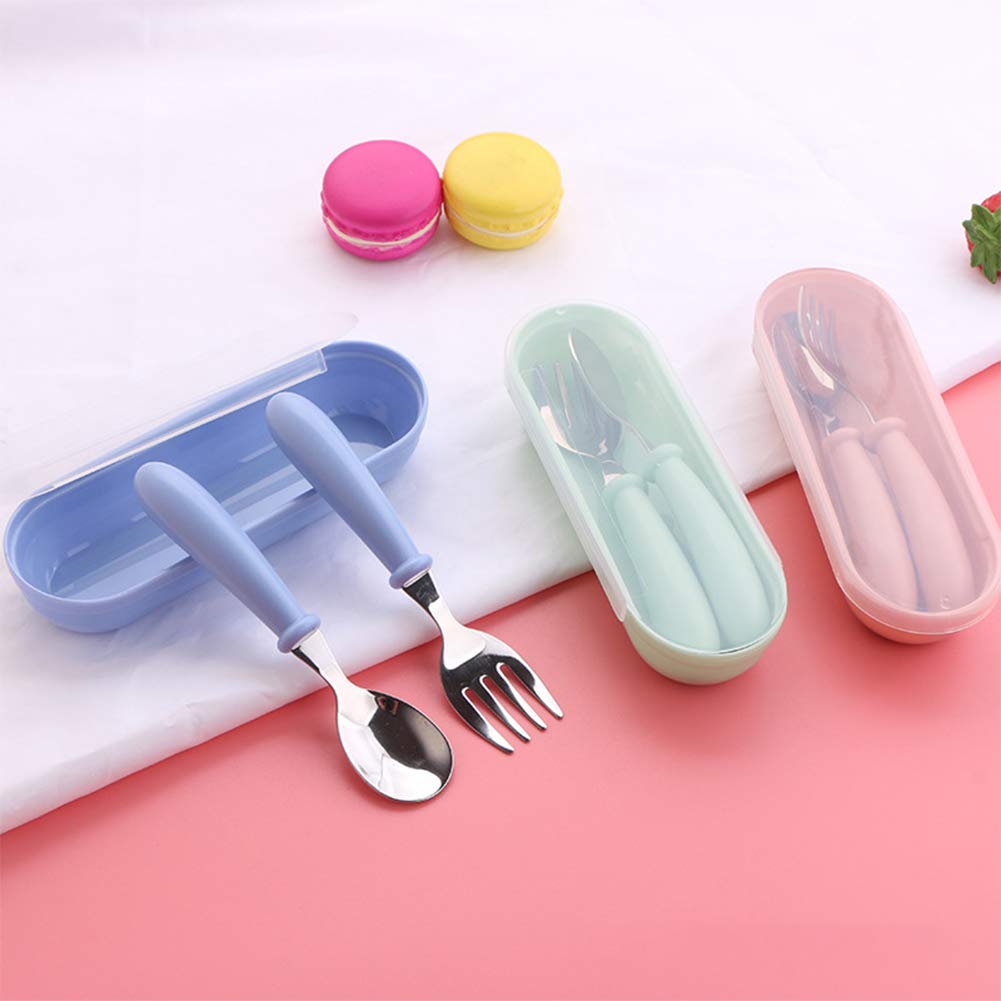 **Baby Fork and Spoon Set - 3-Piece Toddler Utensils for Self Feeding with Travel Case | Safe & Durable Kids Tableware for Home, Kitchen & On-the-Go Meals**    *(Use Case: Perfect for toddlers learning to self-feed, travel-friendly meals, and everyday home or daycare use.)*