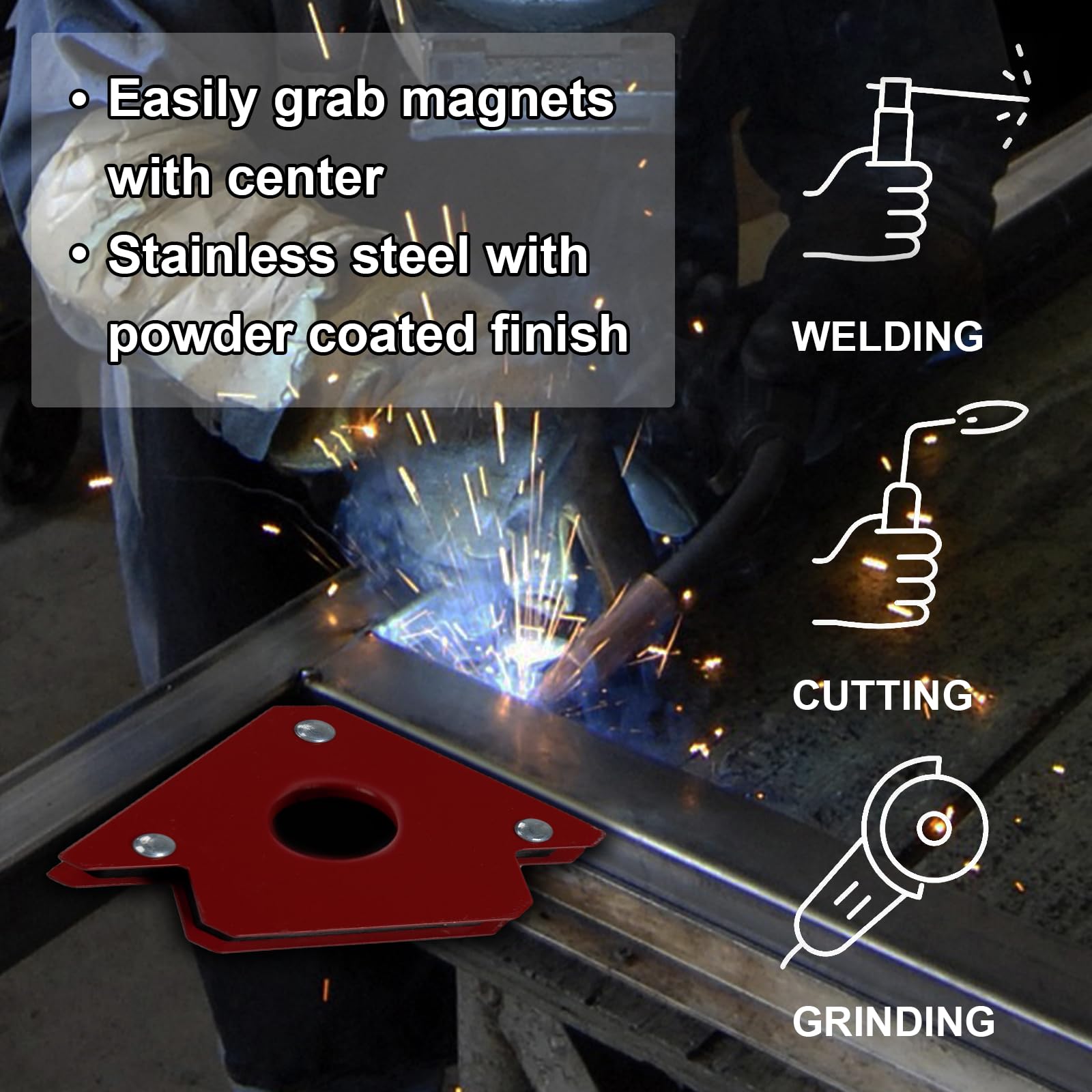 6 Pcs Arrow Welding Magnet Set - 45, 90, 135 Degree Angle Magnets for Metal Working, Welding Clamps with Strong Holding Power - Perfect for Arc Welding, DIY Projects, and Metal Fabrication