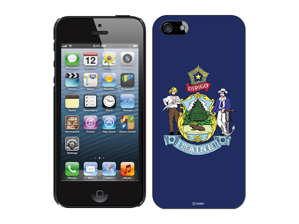 Cellet Proguard Protective Case with Maine Flag Design for Apple iPhone 5 - Black | Durable Slim Cover for Everyday Use & Outdoor Activities
