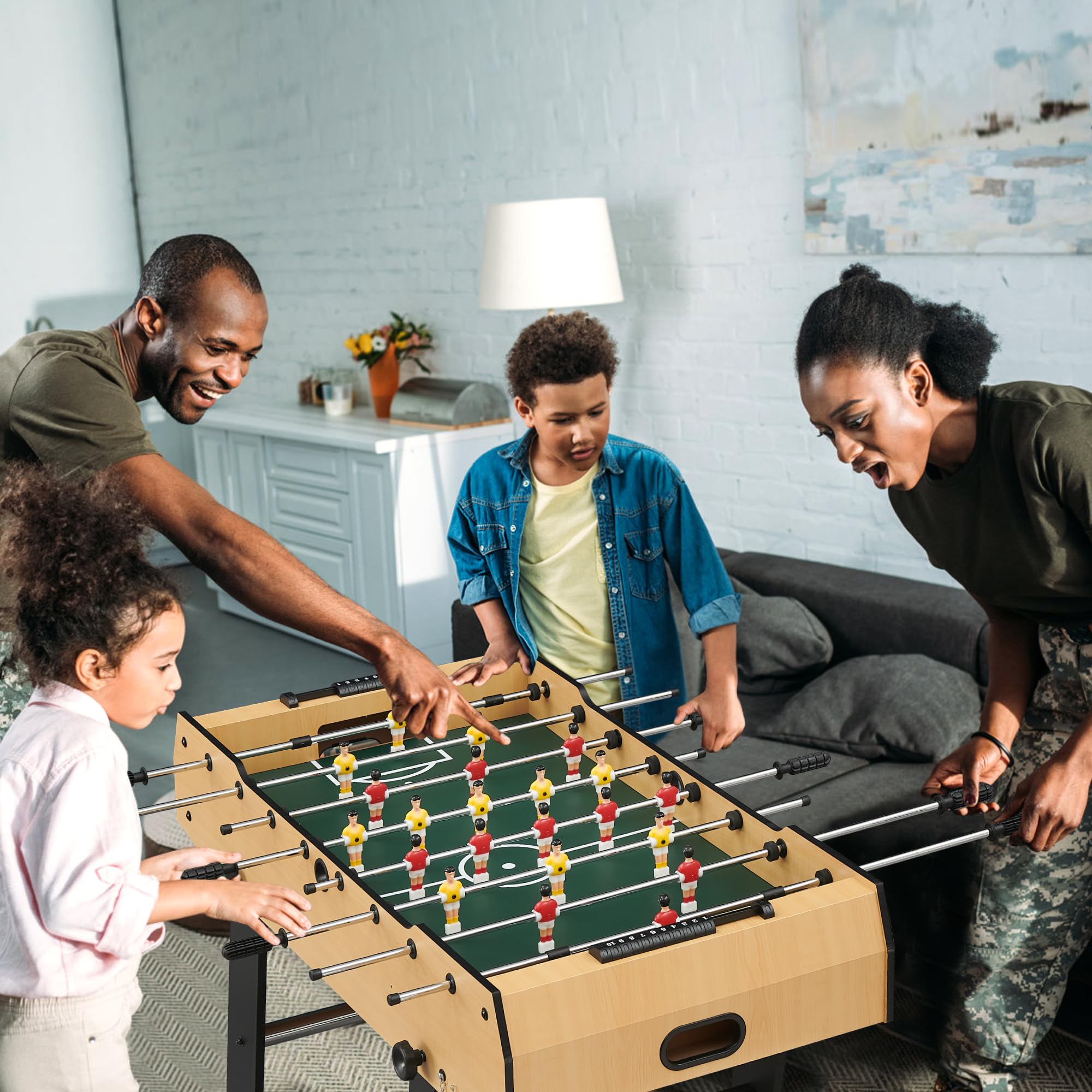 IDEALHOUSE 48 Inch Foldable Foosball Table - Multiplayer Soccer Game for Kids & Adults - Perfect for Game Rooms, Basements & Parties - Easy Assembly Indoor Sports Entertainment