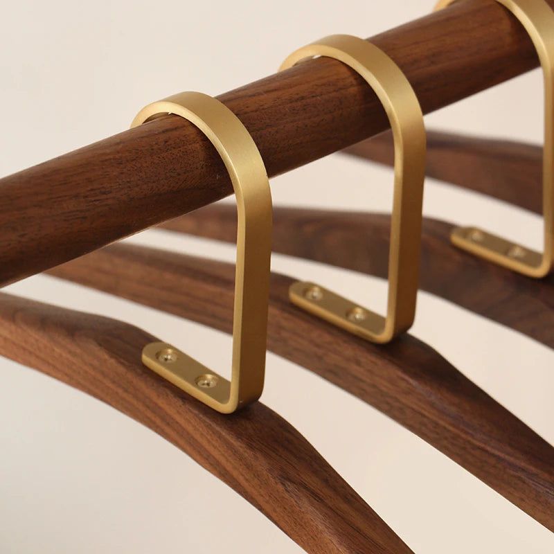 Premium Solid Walnut Wood & Brass Coat Hangers - Luxury Closet Organizer for Suits, Dresses & Jackets - Perfect for Walk-In Closets, Boutique Hotels & Upscale Retail Stores