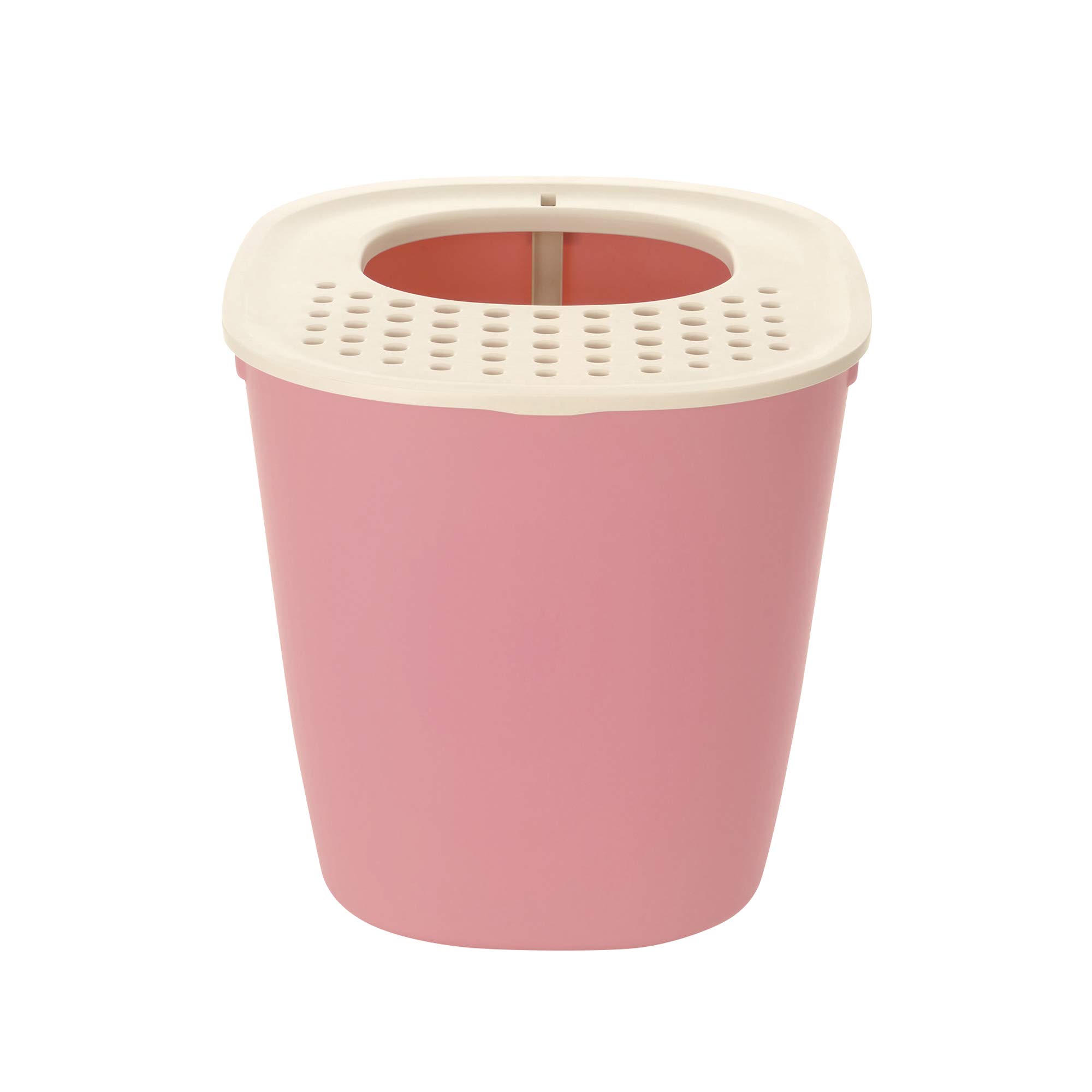 Richell PAW TRAX Top Entry Hooded Cat Litter Box - Enclosed Litter Pan for Odor Control, Salmon Pink | Perfect for Small Spaces & Multi-Cat Homes