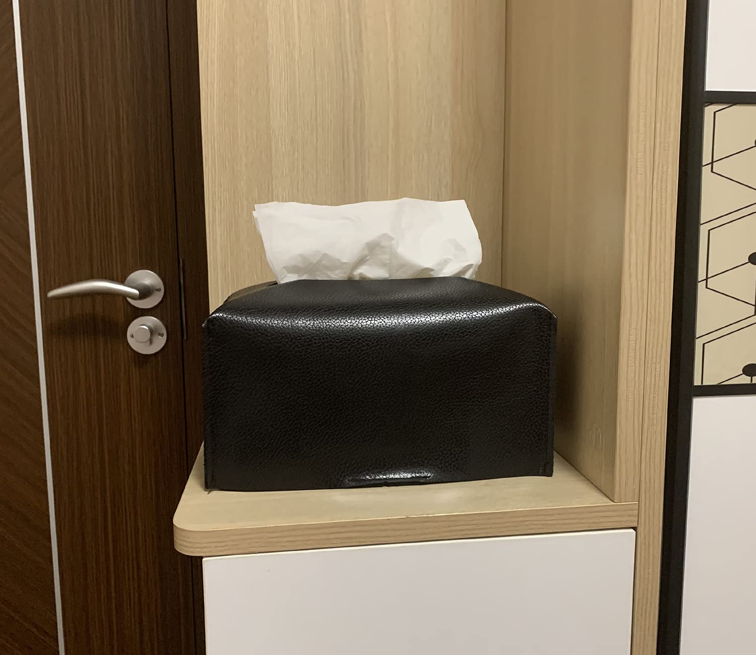 Wanty PU Leather Tissue Box Cover - Decorative Rectangular Tissue Holder for Bathroom, Vanity, Office Desk & Nightstand (10.23