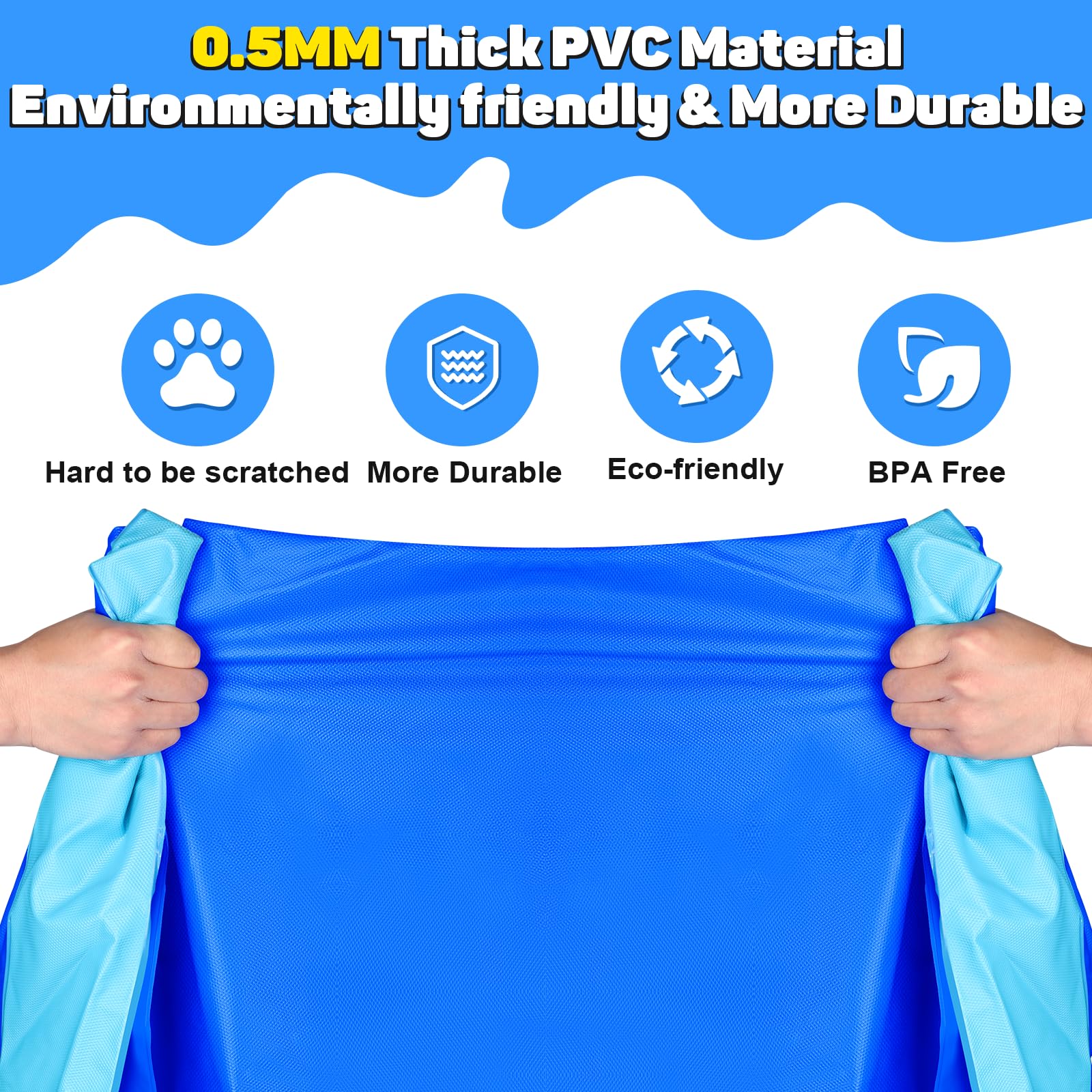 118'' Giant Splash Pad for Kids & Dogs - Non-Slip Sprinkler Play Mat for Outdoor Water Fun | Large Durable Pool Mat for Toddlers & Pets | Easy to Clean & Set Up | Perfect for Backyard, Park & Summer Parties