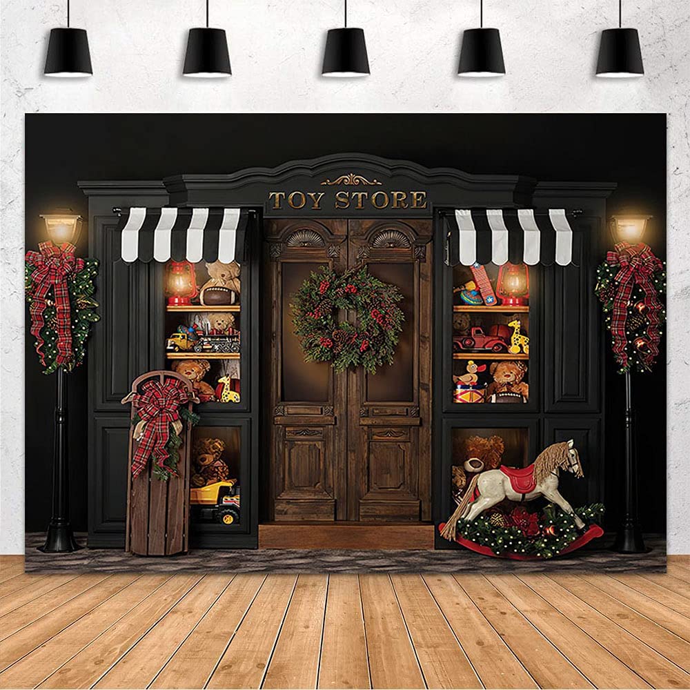 MEHOFOND 8x6FT Christmas Toy Shop Photo Backdrop - Cartoon Xmas Winter Scene Vinyl Background for Portrait Photography, Birthday Parties, Baby Showers & Cake Smash Photo Booth Props | Perfect for Holiday Decorations & Studio Photography