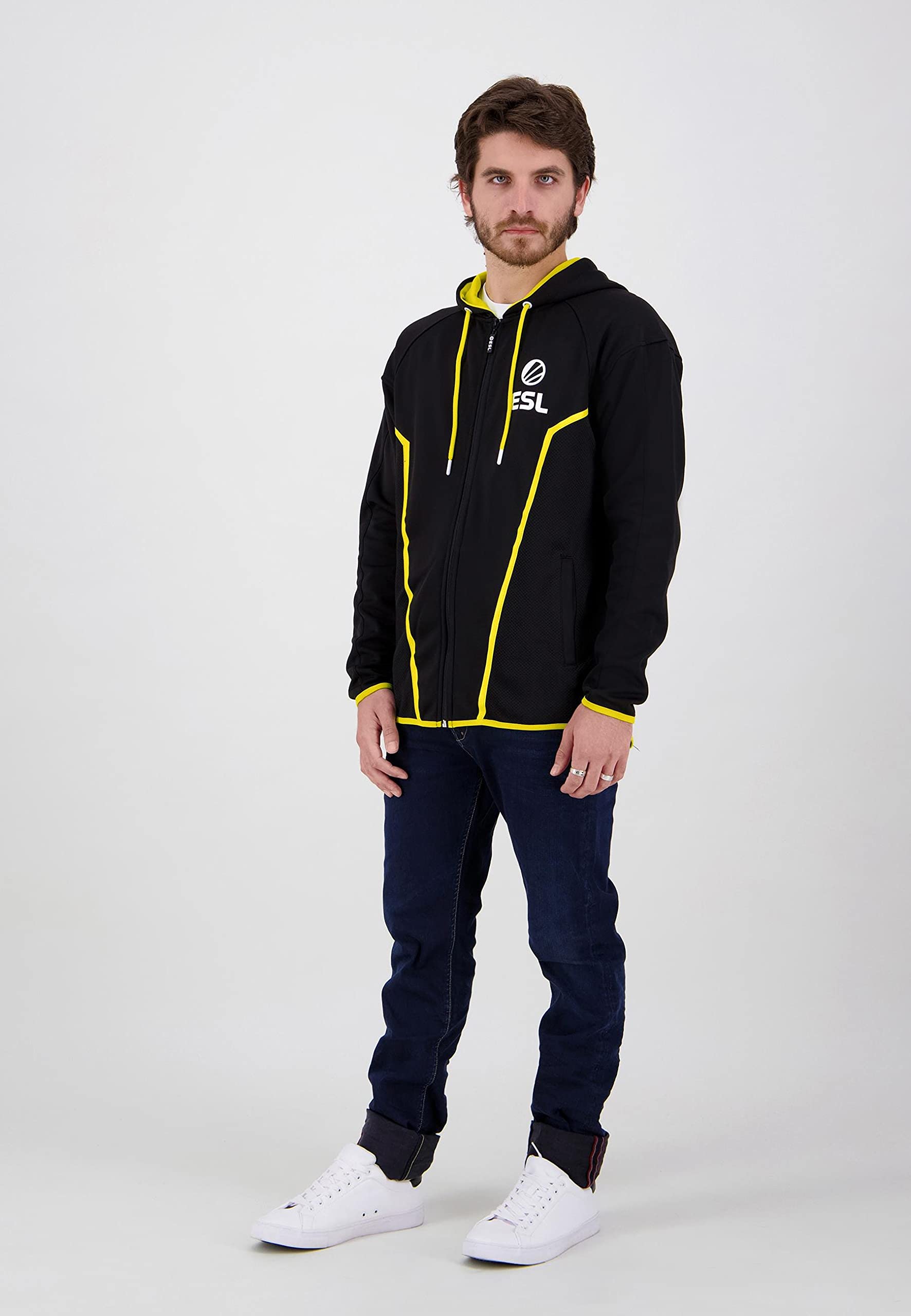 Official ESL Hoodie Teq Logo - Men's Black Zip-Up Hooded Sweatshirt Size S | Gaming Apparel for Esports Fans & Casual Wear