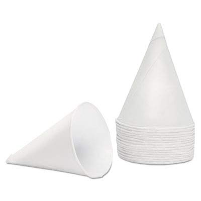 45KBR Rolled Rim White Paper Cone Cups - 4.5oz Disposable Drinking Cups (Case of 10000) | Perfect for Parties, Events, and Food Service Businesses