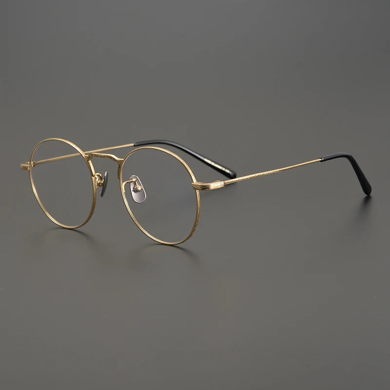 Aimee Unisex Full Rim Round Titanium Eyeglasses Frame 1282 - Lightweight Durable Glasses for Men & Women - Perfect for Reading, Work, and Everyday Wear