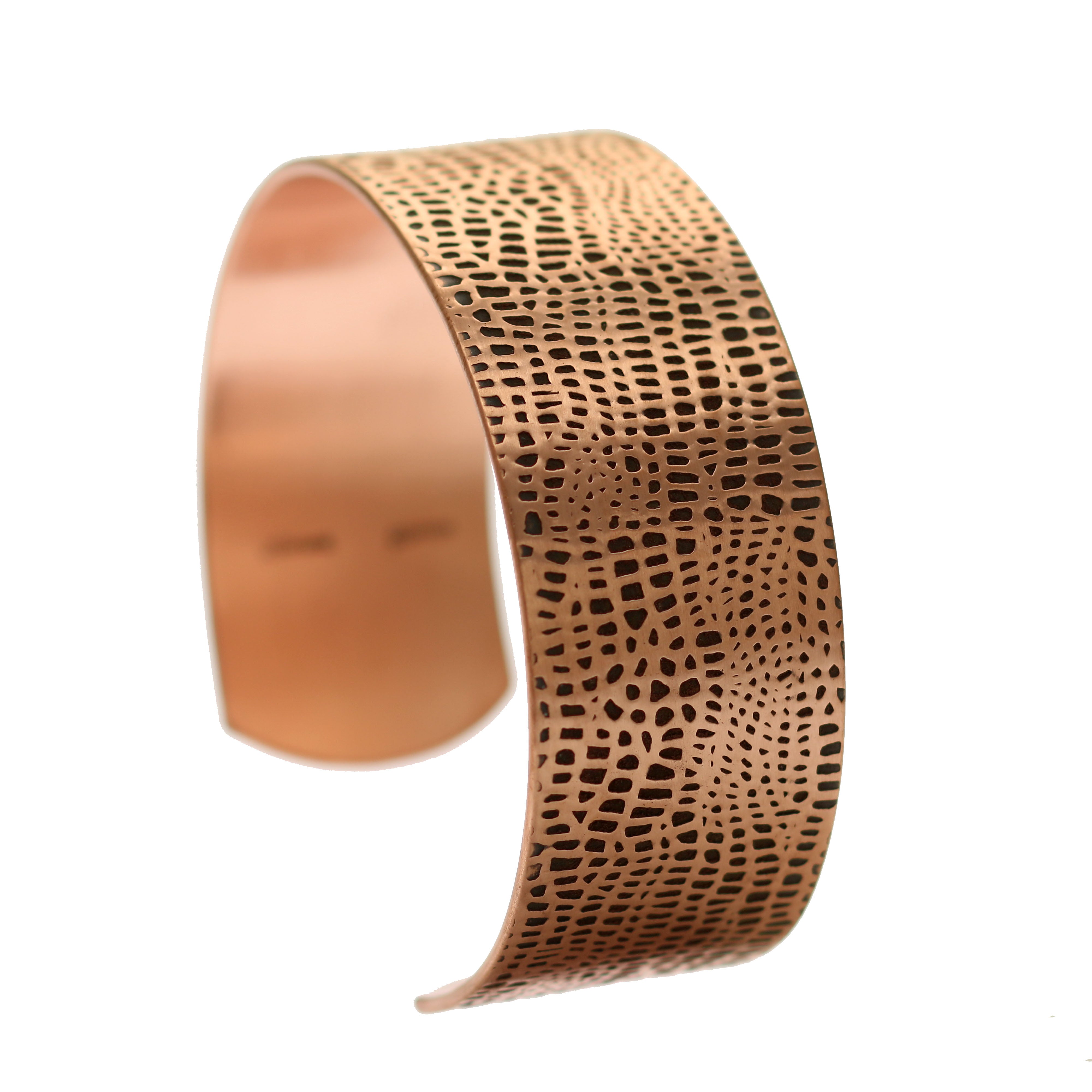 Men's Alligator Embossed Solid Copper Cuff Bracelet - 1 Inch Wide Bangle for Casual & Formal Wear - Perfect Gift for Men
