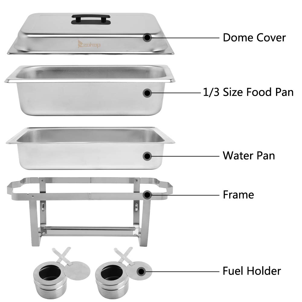 8 Quart Stainless Steel Chafing Dish with 3 Food Pans - 9L Rectangular Buffet Warmer for Catering, Restaurants & Parties - Foldable Frame for Easy Storage - Perfect for Buffets, Weddings & Events