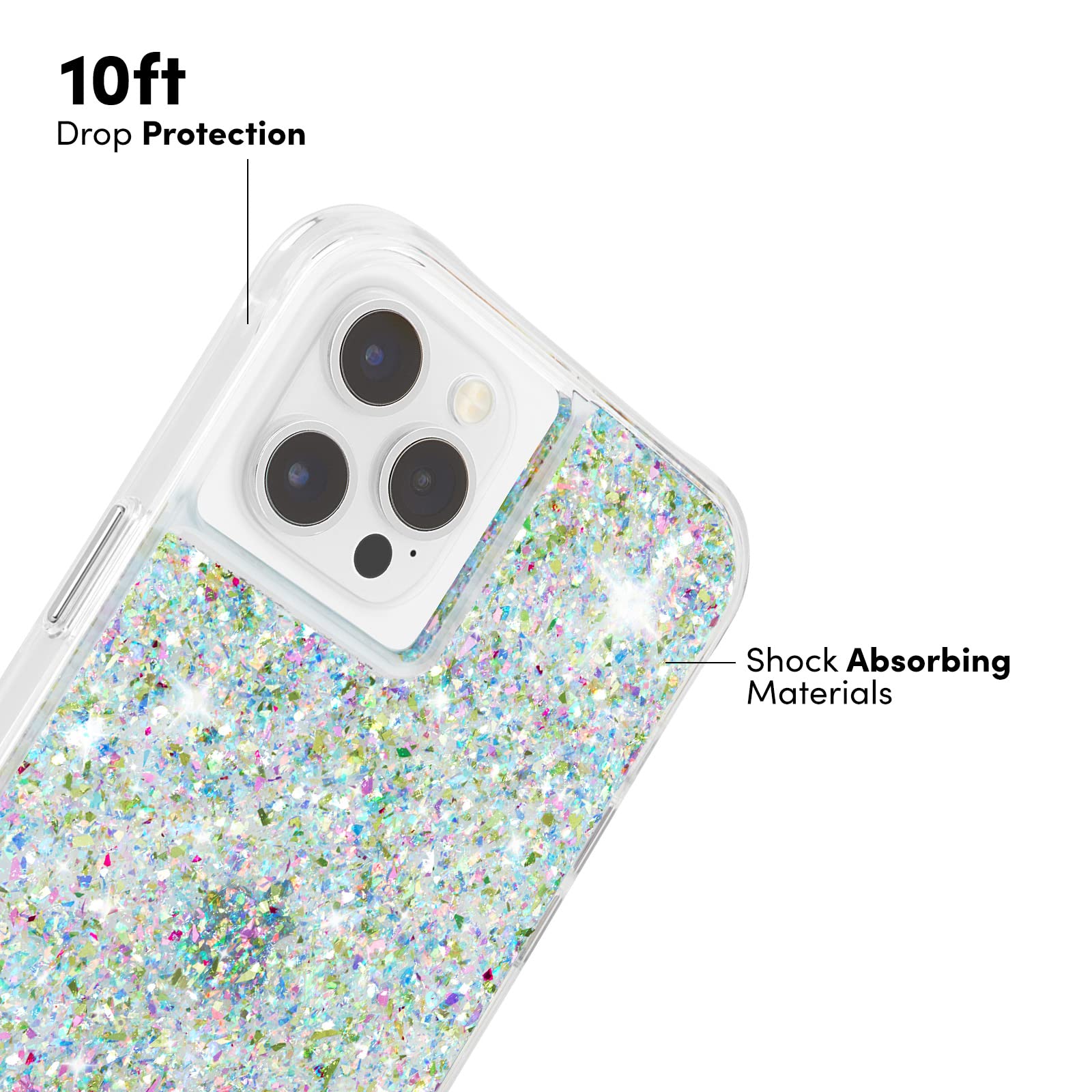 Case-Mate TWINKLE Protective Case for iPhone 12 Pro Max (6.7 Inch) - 10ft Drop Protection, Sparkly Confetti Design - Perfect for Parties, Travel & Everyday Use