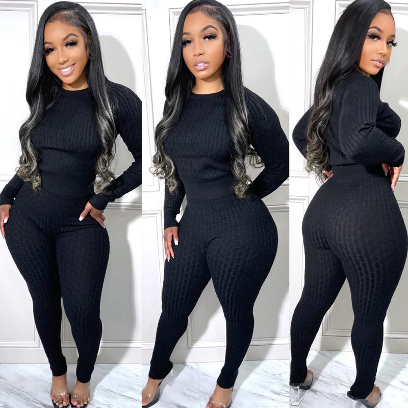 Stylish Slim Sweater Two-Piece Set for Women | Trendy Casual Outfit | Perfect for Office, Date Night & Fall Fashion