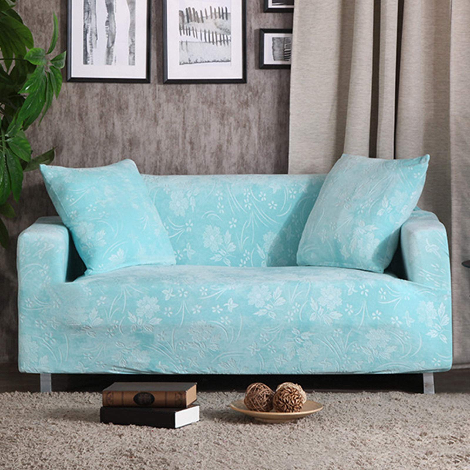 Luxury Elastic Velvet Sofa Slipcover - Thicken Non-Slip L-Shaped Couch Cover for Dogs, Soft Sofa Protector (Light Blue, 3-Seat/190-230cm) - Perfect for Pet Owners & Home Decor, Living Room Furniture Protection