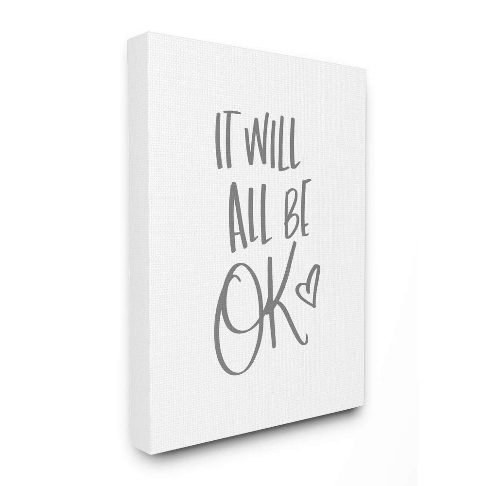 Stupell Industries 'It Will All Be Okay' Motivational Quote Canvas Wall Art - 30x40 Inches, Positive Thoughts Phrase by SD Graphics Studio - Perfect for Home, Office, and Meditation Room Decor