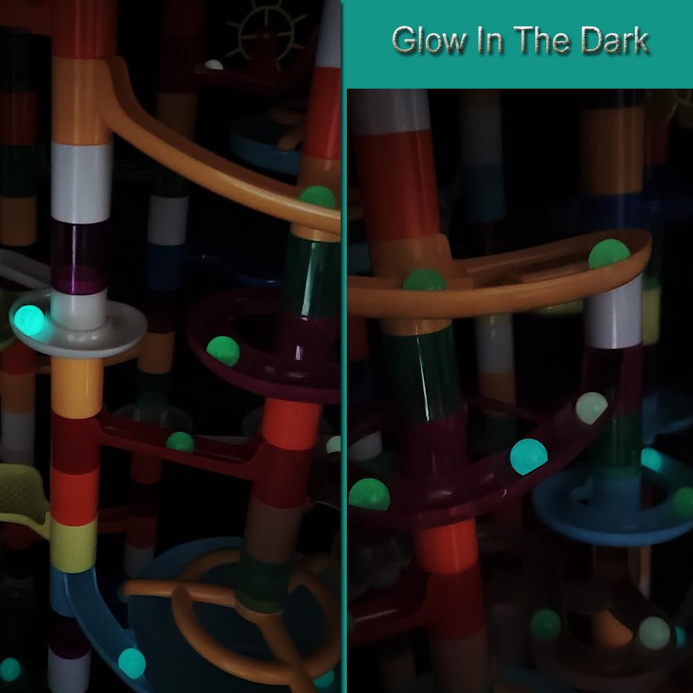 200Pcs Marble Run Maze Game Construction Building Toy Set - 30 Glow in Dark Plastic Marbles, STEAM Educational Race Track for Kids | Perfect for Birthday Gifts, Classroom STEM Activities & Family Game Nights