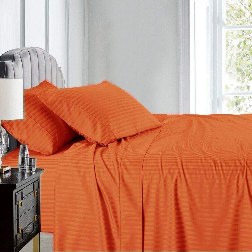 Premium 4-Piece Twin XL Stripe Sheet Set - 100% Egyptian Cotton 800-Thread Count - Deep Pocket (7-9