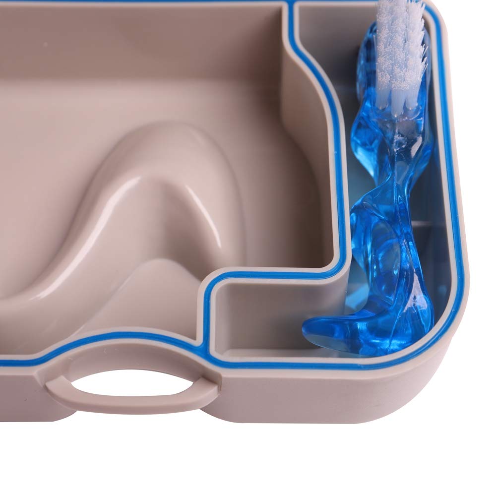 Denture Storage Box with Mirror & Brush - Travel & Daily Care