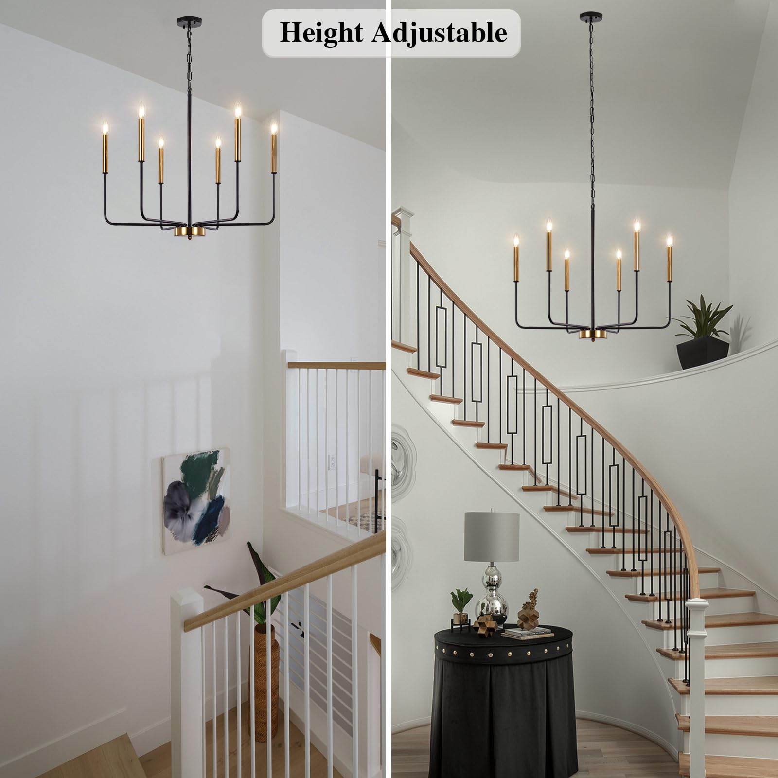 ETONIMERR 6-Light Modern Farmhouse Chandelier - 26 Inch Rustic Industrial Iron Ceiling Light Fixture for Dining Room, Kitchen, Foyer, Living Room & Bedroom | Perfect for Home Decor, Wedding Venues and Restaurant Lighting