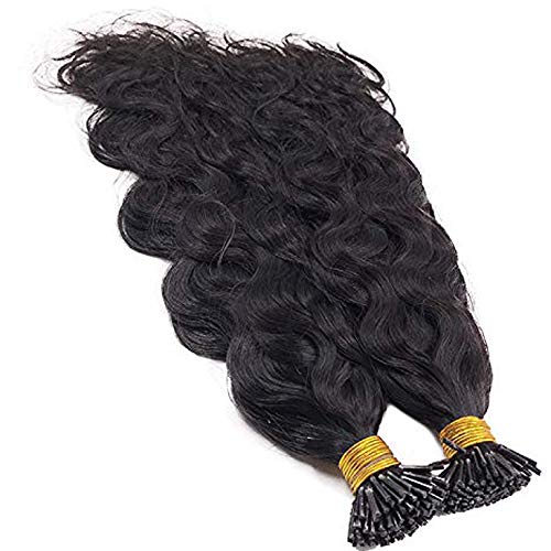 Brazilian Human Hair Extensions 100g - Keratin I-Tip Pre Bonded Body Wave 26 Inch (100 Strands, Black Natural Color) for Length & Volume - Perfect for Weddings, Parties & Daily Styling
