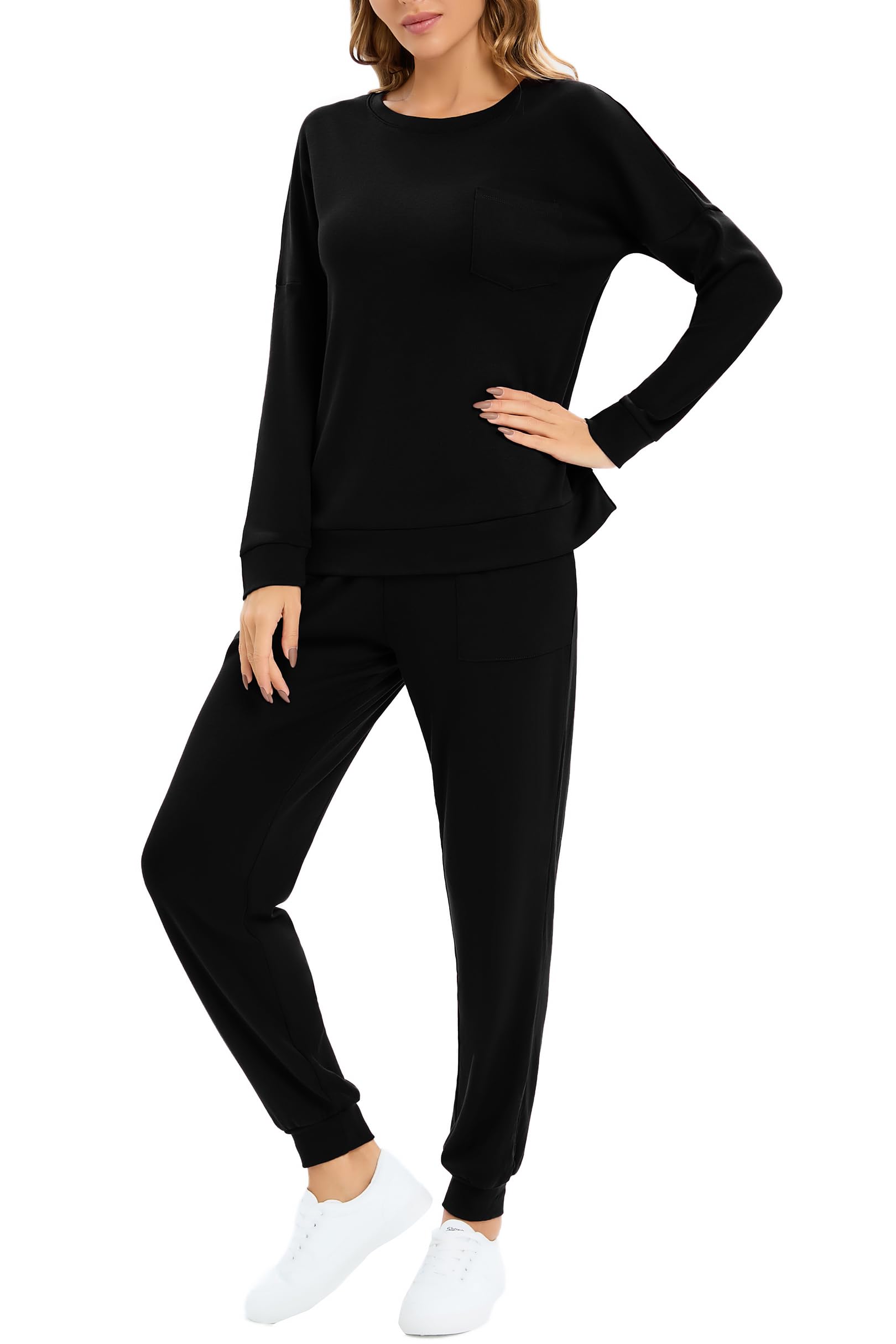 Jhsnrnr Women's Long Sleeve Pajama Set - 2 Piece Soft Sleepwear & Lounge Outfit for Nighttime Comfort | Cozy Homewear for Relaxing Evenings & Bedtime