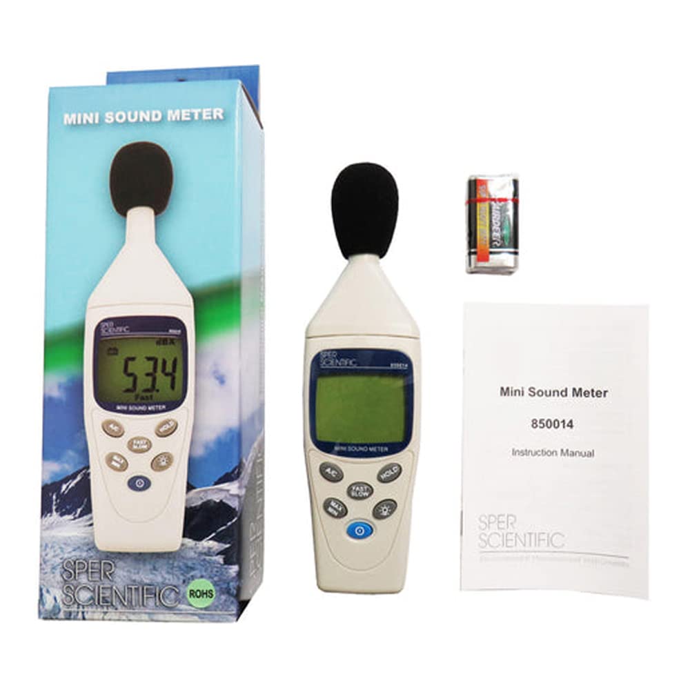 Sper Scientific 850014 Digital Sound Level Meter - Noise Decibel Tester for Home, Office, and Industrial Use - Accurate dB Measurement Device for Workplace Safety and Environmental Monitoring