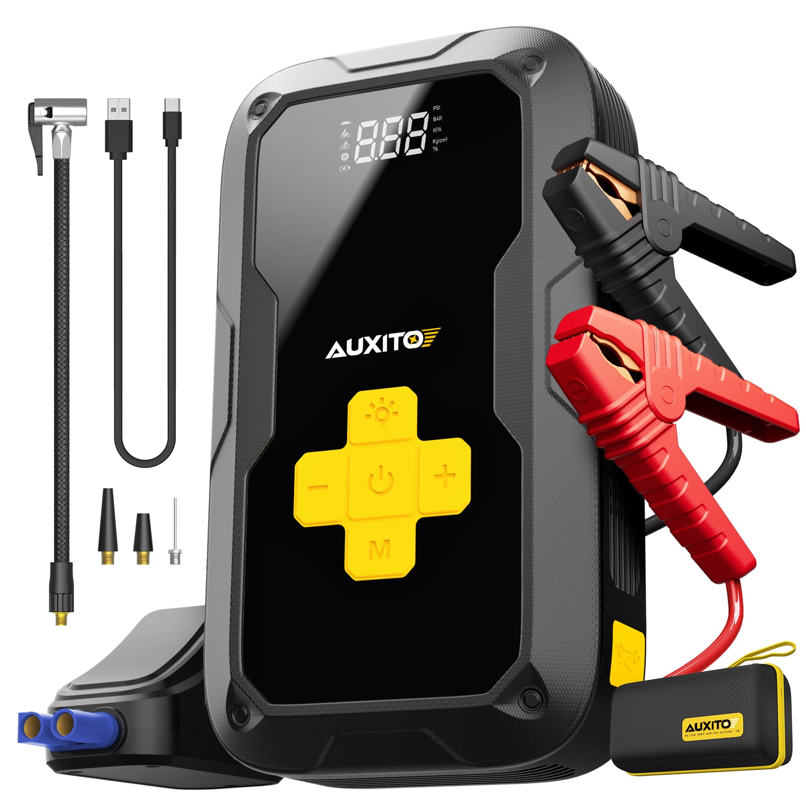 AUXITO 3500A Portable Car Jump Starter with 150 PSI Air Compressor - 12V Battery Booster for Gas & 8L Diesel Engines | Emergency Roadside Assistance, Tire Inflation, Camping & RV Use