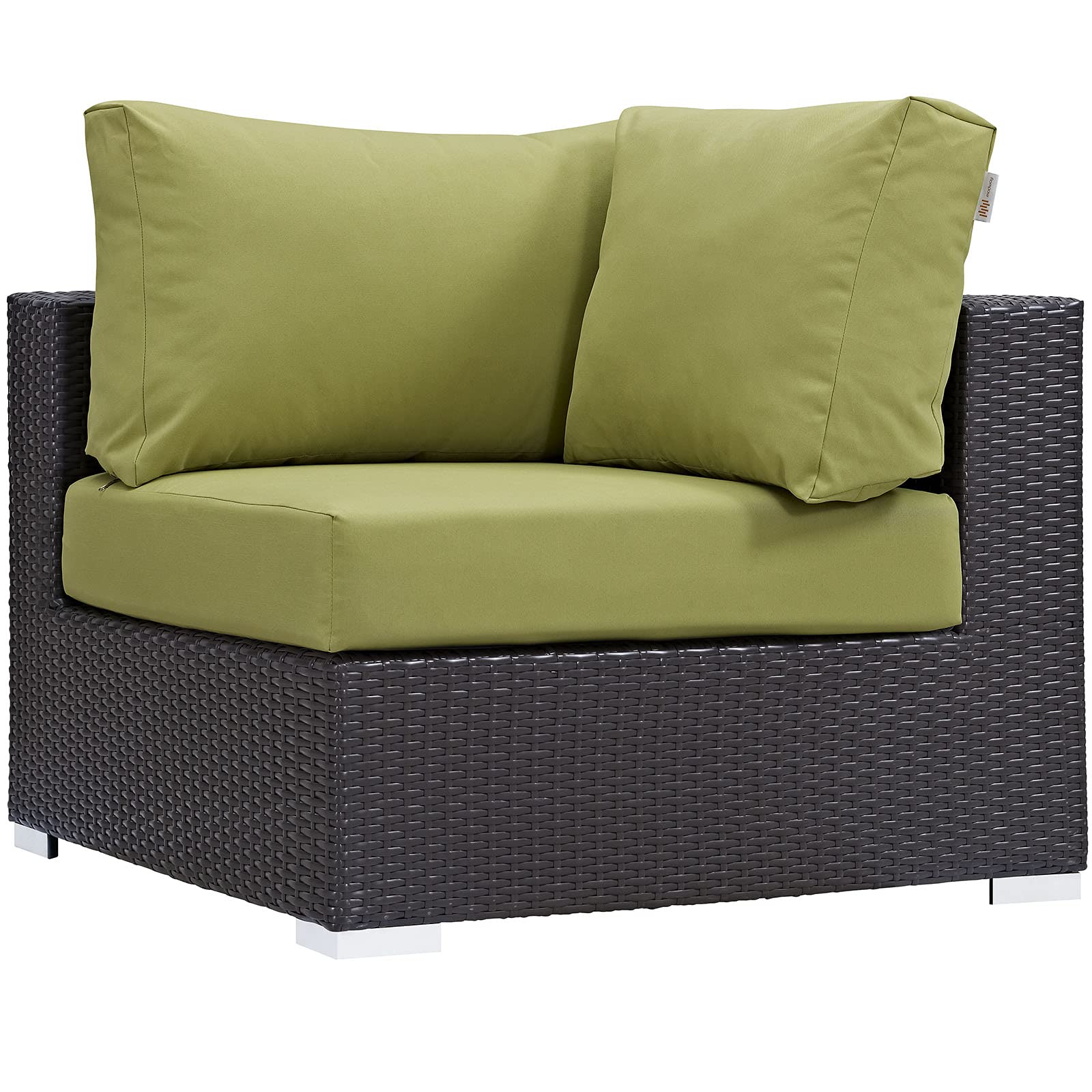 Modway Convene 5-Piece Wicker Rattan Outdoor Patio Furniture Set - Espresso & Peridot Color - Perfect for Backyard, Garden, Poolside or Terrace Relaxation