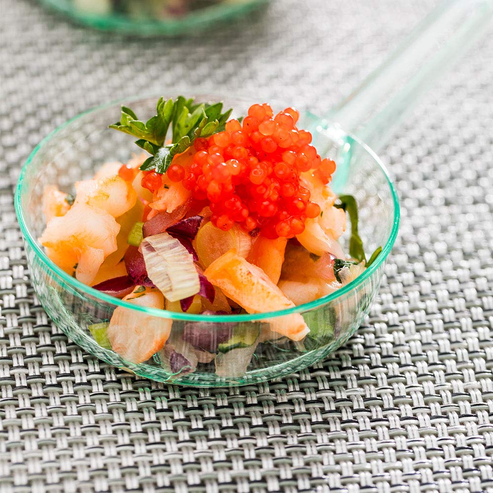 1oz Disposable Dessert Cups - Mini Sauce Dishes for Parties, Catering & Sampling | Seagreen Plastic Appetizer Plates