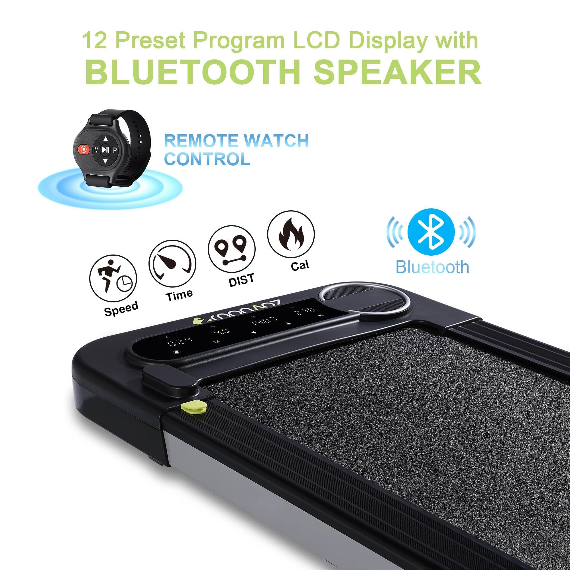 2 in 1 Under Desk Treadmill with Bluetooth Speaker - Walking Pad & Jogging Machine with Remote Control, Max 265lbs Capacity - Perfect for Home Office Workouts & Compact Spaces