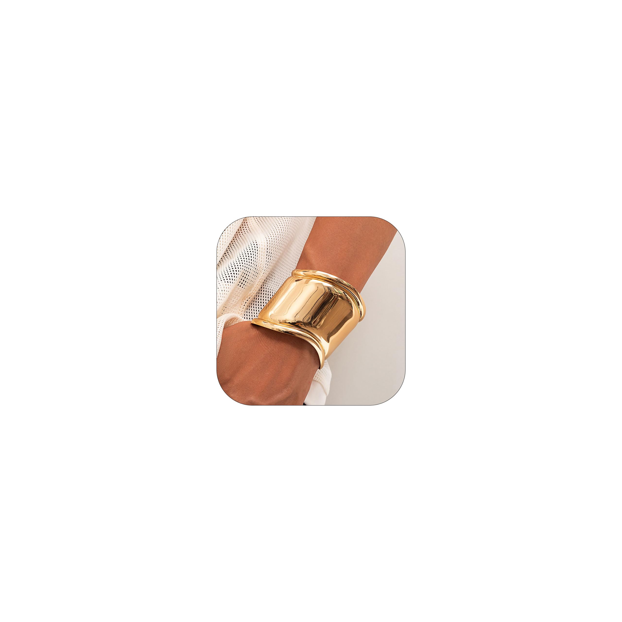 Roe Dolph Gold Cuff Bangle Bracelets for Women - Chunky Minimalist Open Wide Cuff Bracelet, Trendy Gold Bangle Jewelry - Perfect Gift for Birthday, Anniversary & Stocking Stuffers - Elegant Everyday Wear & Special Occasion Accessory