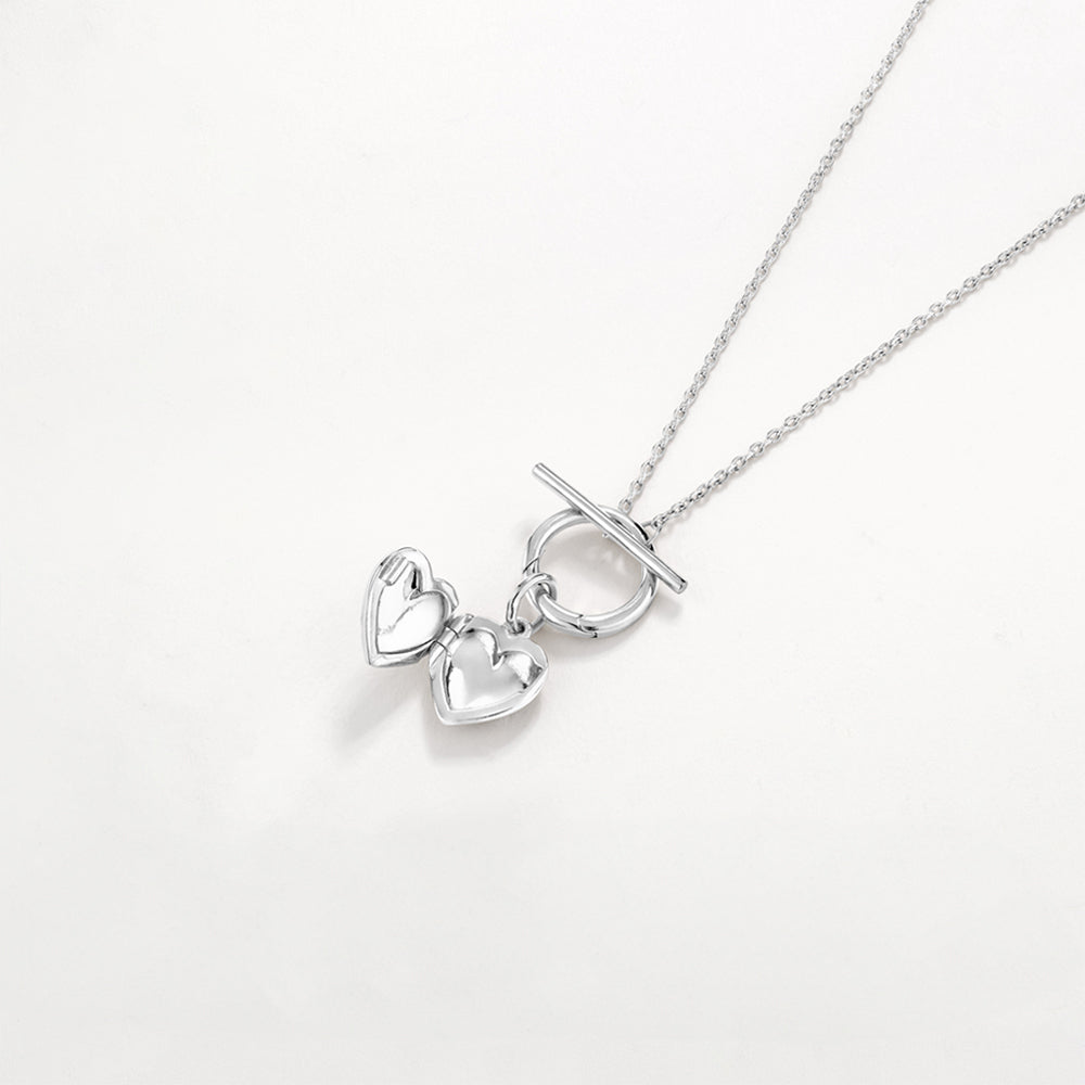 Personalized Engravable Heart Locket Necklace - Sterling Silver Pendant with Chain - Perfect for Valentine's Day Gifts, Anniversary Presents & Keepsakes